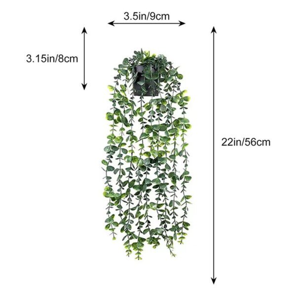 3-Pack Artificial Hanging Plants in Pots – Faux Trailing Eucalyptus & Ivy for Indoor Home Decor