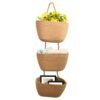 3-Tier Wall Hanging Storage Basket Wall-Mounted Brown Cotton Woven Organisers