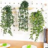 3-Pack Artificial Hanging Plants in Pots – Faux Trailing Eucalyptus & Ivy for Indoor Home Decor