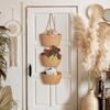 3-Tier Wall Hanging Storage Basket Wall-Mounted Brown Cotton Woven Organisers