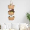 3-Tier Wall Hanging Storage Basket Wall-Mounted Brown Cotton Woven Organisers