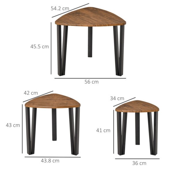 Premium Industrial Walnut Nest of Tables | Set of 3 Smart Coffee Tables