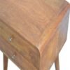 Handcrafted Solid Wood Curved Bedside Table – 2-Drawer Chestnut Finish Nightstand for Bedroom & Living Room