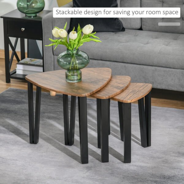 Premium Industrial Walnut Nest of Tables | Set of 3 Smart Coffee Tables