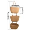 3-Tier Wall Hanging Storage Basket Wall-Mounted Brown Cotton Woven Organisers