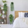 3-Pack Artificial Hanging Plants in Pots – Faux Trailing Eucalyptus & Ivy for Indoor Home Decor