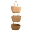 3-Tier Wall Hanging Storage Basket Wall-Mounted Brown Cotton Woven Organisers