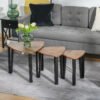 Premium Industrial Walnut Nest of Tables | Set of 3 Smart Coffee Tables