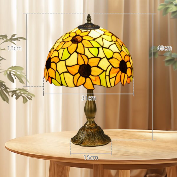Handcrafted Stained Glass Table Lamp – Vintage Tiffany Style Sunflower Bedside & Living Room Nightlight