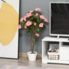 Artificial Plants Pink Rose Floral In Pot, Fake Plants For Home Indoor Decor, 90cm