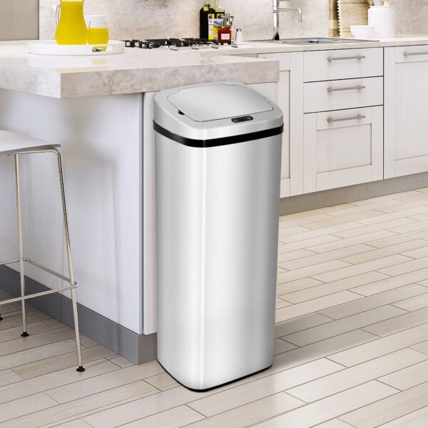 50L Automatic Motion Sensor Dustbin – Touchless Stainless Steel Kitchen Trash Can & Waste Bin