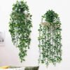 3-Pack Artificial Hanging Plants in Pots – Faux Trailing Eucalyptus & Ivy for Indoor Home Decor
