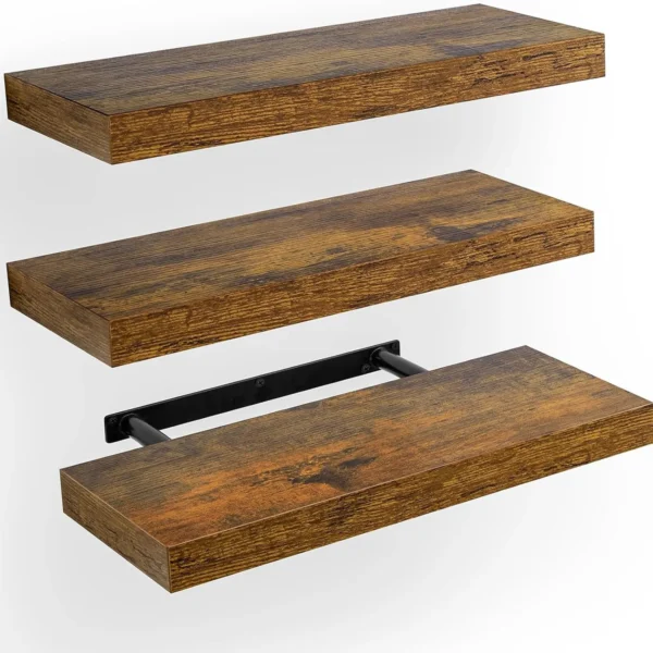 White three-piece set Brown 3-piece set Rustic Floating Wooden Wall Shelves Set of 3