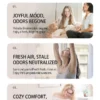 Infographic showing the benefits of the Yasser Booster waterless aroma diffuser: eliminating pet odors, neutralizing stale air, and creating a cozy fragrant home