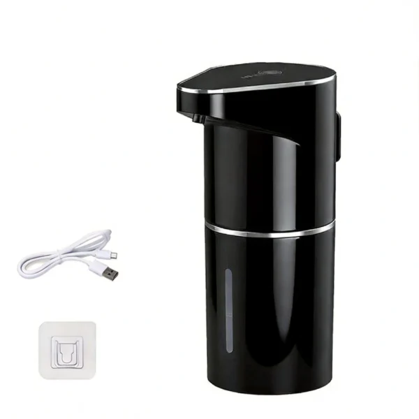 Automatic Foaming Soap Dispenser - Black AX227 Black automatic touchless soap dispenser model AX227 with USB-C cable and wall bracket on a clean white background