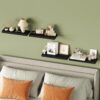 rustic-floating-wooden-shelves_set-of-3-hero Main view of a set of 3 rustic floating wooden wall shelves styled with decor.
