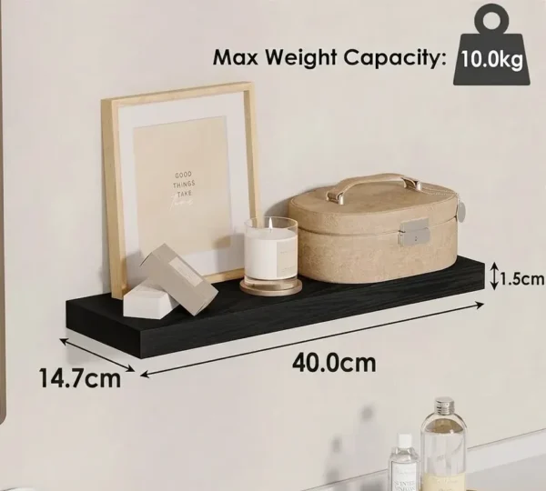 wall-mounted-shelves Rustic Floating Wooden Wall Shelves Set of 3