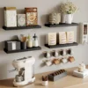 wall-mounted-shelves Black piece set Rustic Floating Wooden Wall Shelves Set of 3