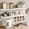 wall-mounted-shelves White piece set Rustic Floating Wooden Wall Shelves Set of 3