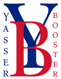 Yasser Booster official store logo featuring interlocking blue Y and red B monogram
